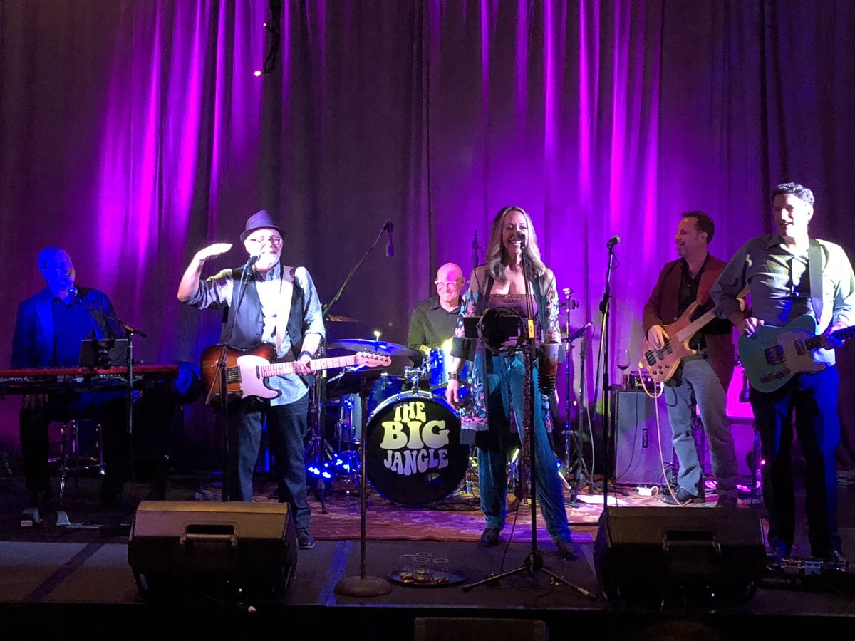 The Big Jangle performing on a stage lit purple